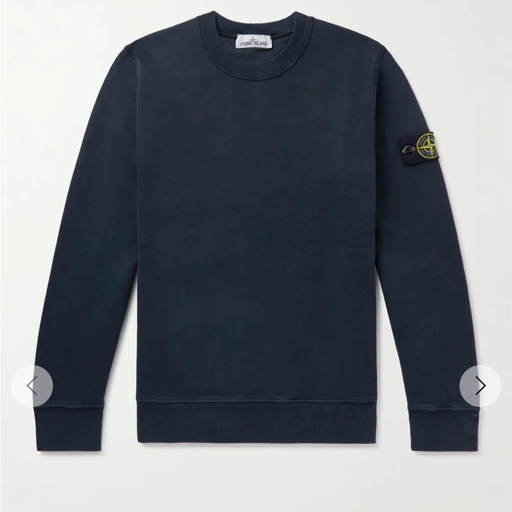 Stone Island men’s crew neck pullover sweatshirt. Size XL, navy blue in color